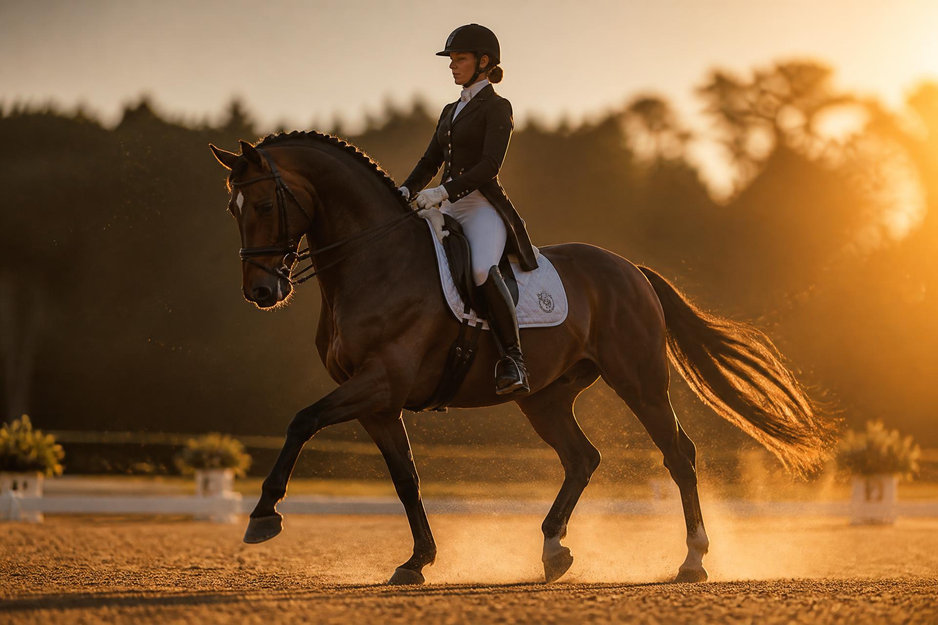 Jinete y caballo al atardecer en Escuadra DG
